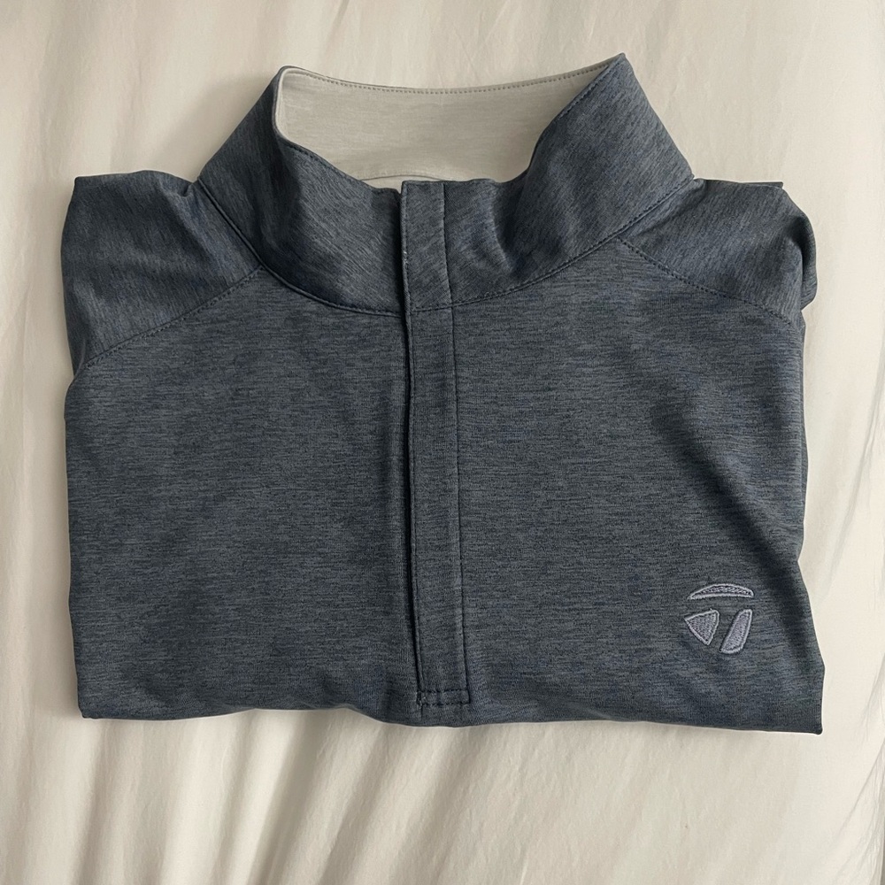 TaylorMade embroidered Peter Millar Gray Quarter-Zip Pullover